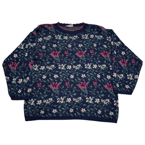 Vintage 90s Workable Separales Rose Flower Sweater Women’s‎ 20W - Picture 1 of 5